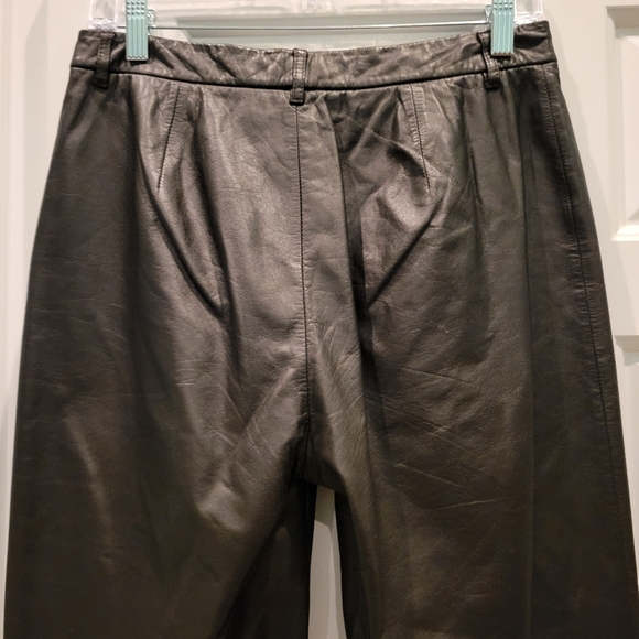 VINTAGE NINE WEST LOW RISE BROWN LEATHER STRAIGHT LEG PANTS - Picture 6 of 7